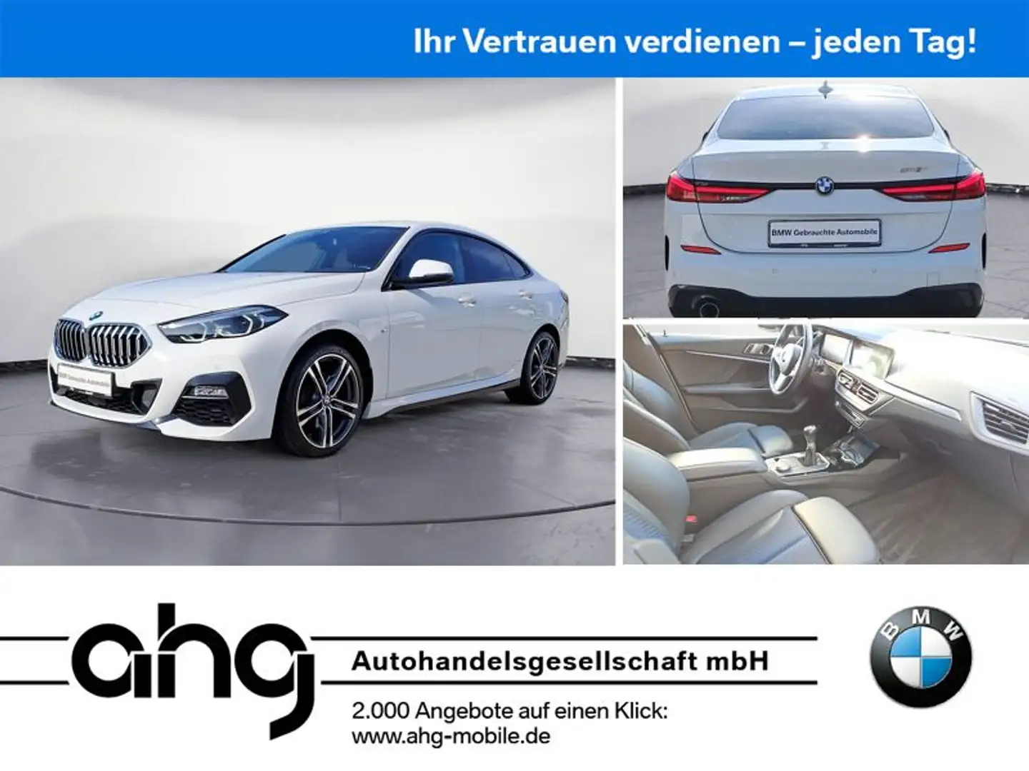 BMW 218i Gran Coupe M Sport Klimaaut. Sportsitze PDC Wit - 1