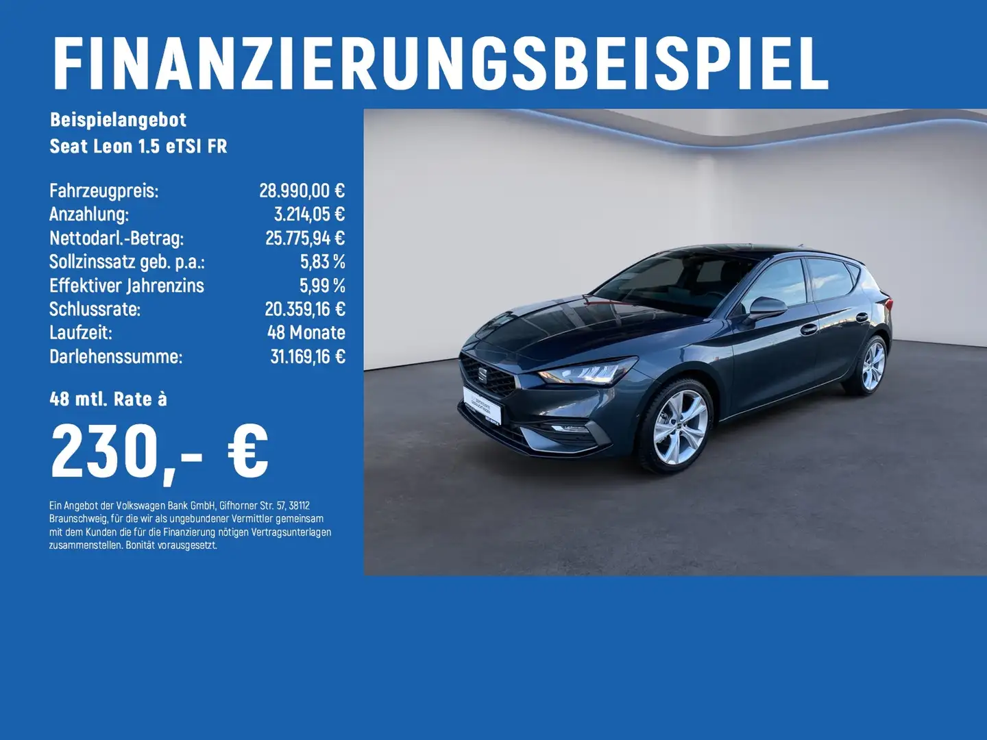 SEAT Leon 1.5 eTSI FR NAVI+ACC+RFK Grau - 2