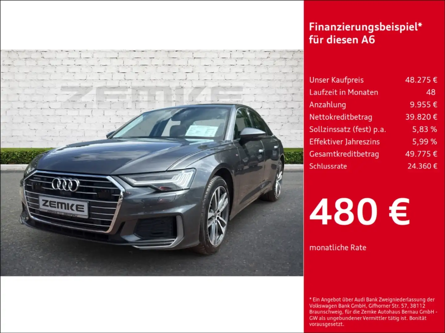 Audi A6 Limousine 55 TFSI S-tronic quattro sport Luftfeder Grau - 1