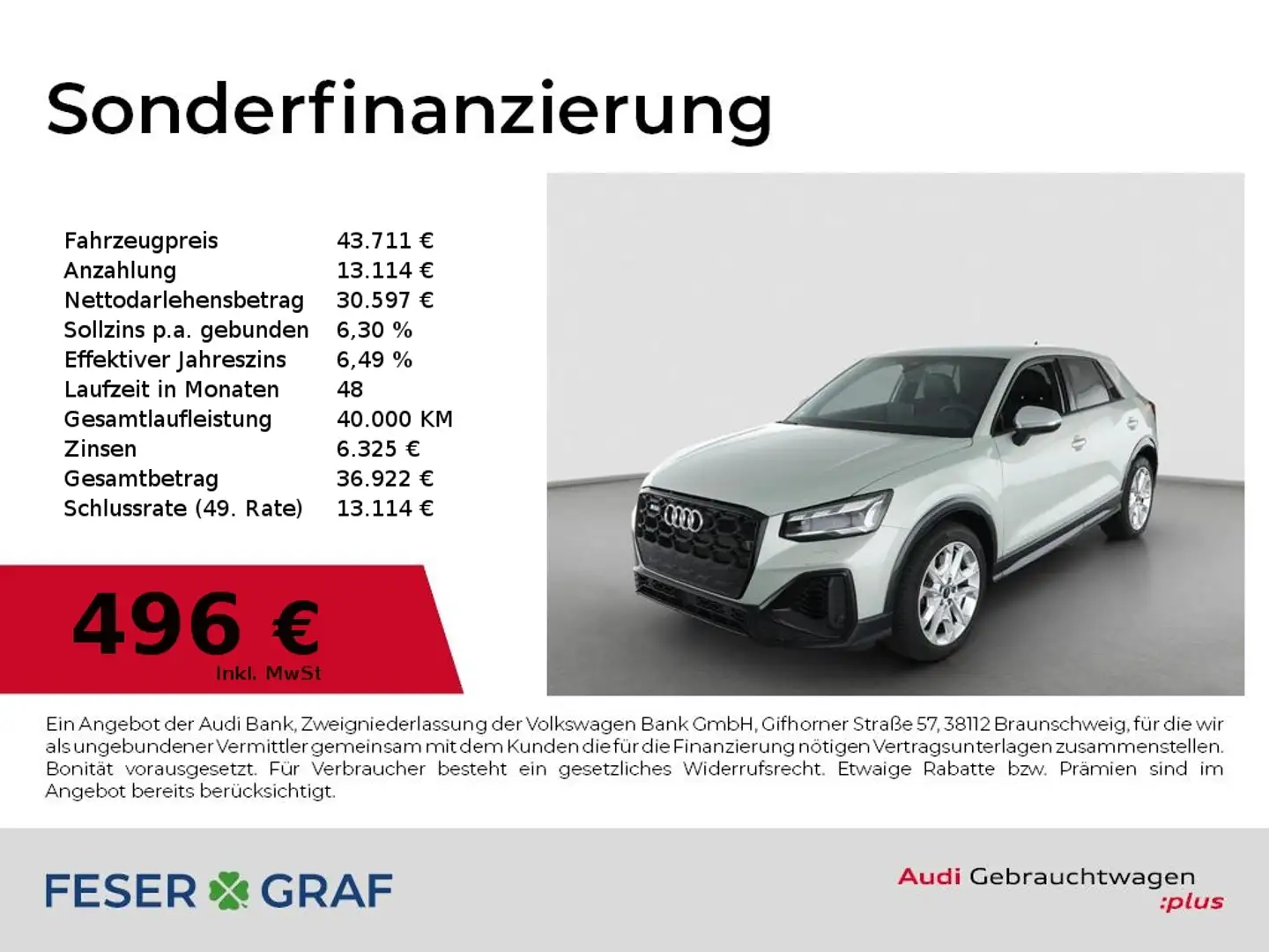 Audi SQ2 TFSI qu. Matrix/Navi plus/R-Kamera/Audi Sound/18 Z Silber - 1