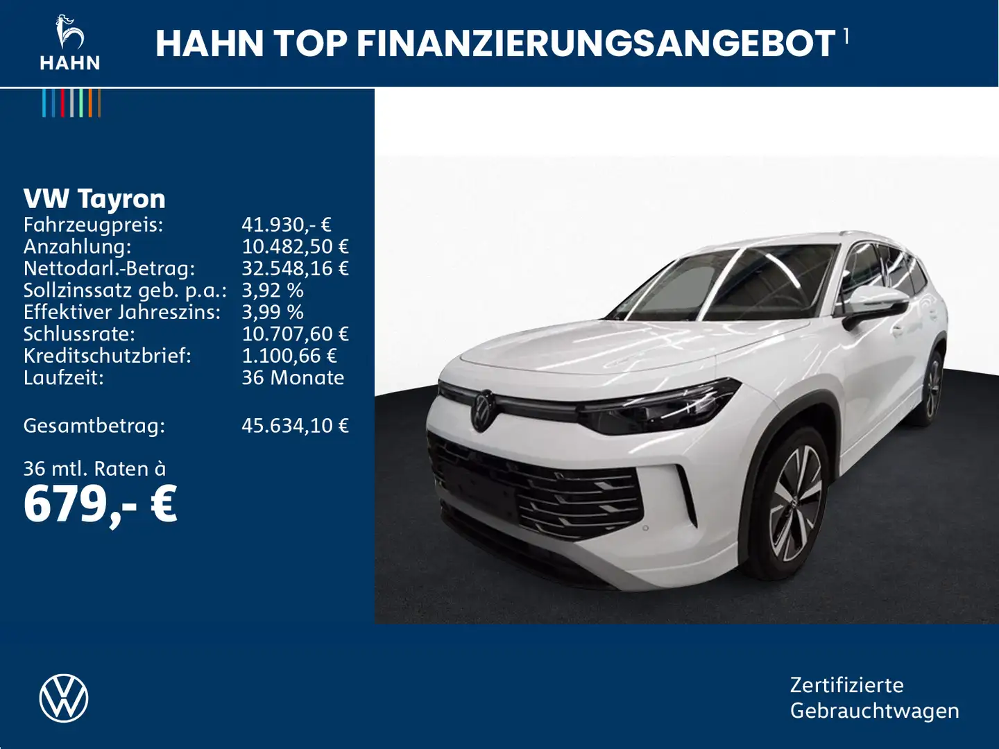 Volkswagen Tayron 1.5eTSI DSG Elegance 7-Sitz 360° AHK LED+ Weiß - 2