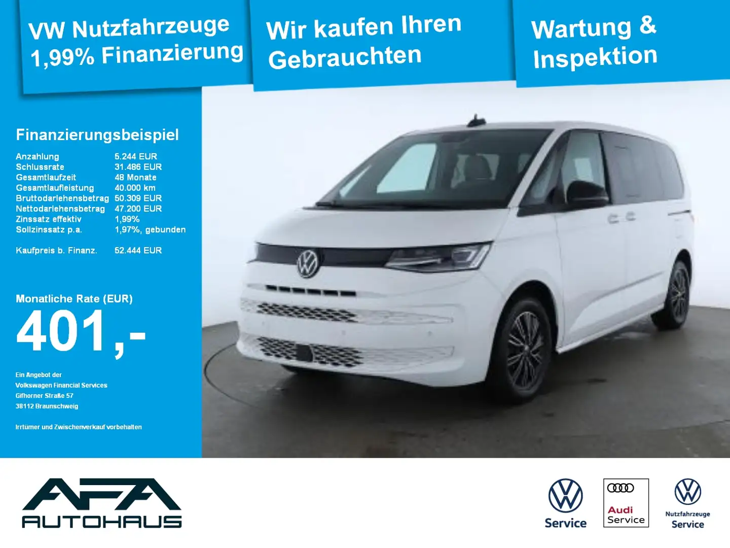 Volkswagen T7 Multivan 2,0 TDI DSG LED*Navi*AHK*Pano Wit - 1