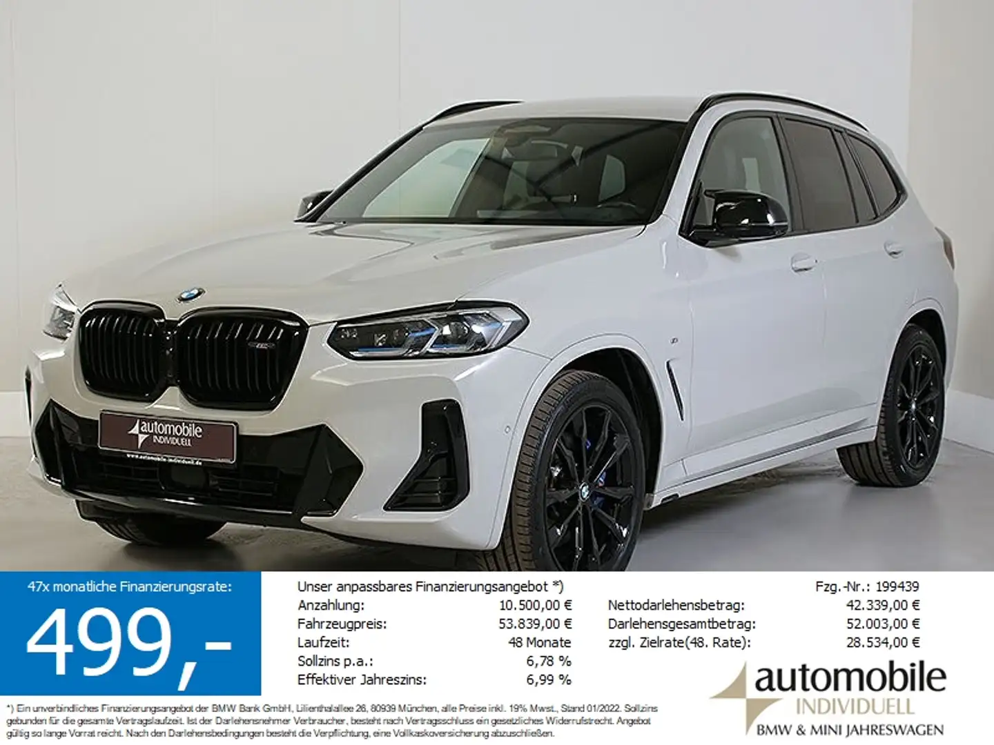 BMW X3 M 40i AHK Standh ACC LiveCockpit Laser HuD H&K Weiß - 1