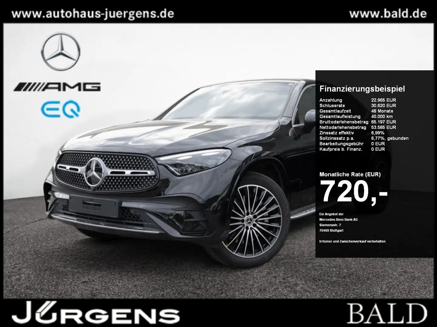 Mercedes-Benz GLC 300 d 4M Coupé AMG-Sport/Technik/Pano/Stdhz Schwarz - 1