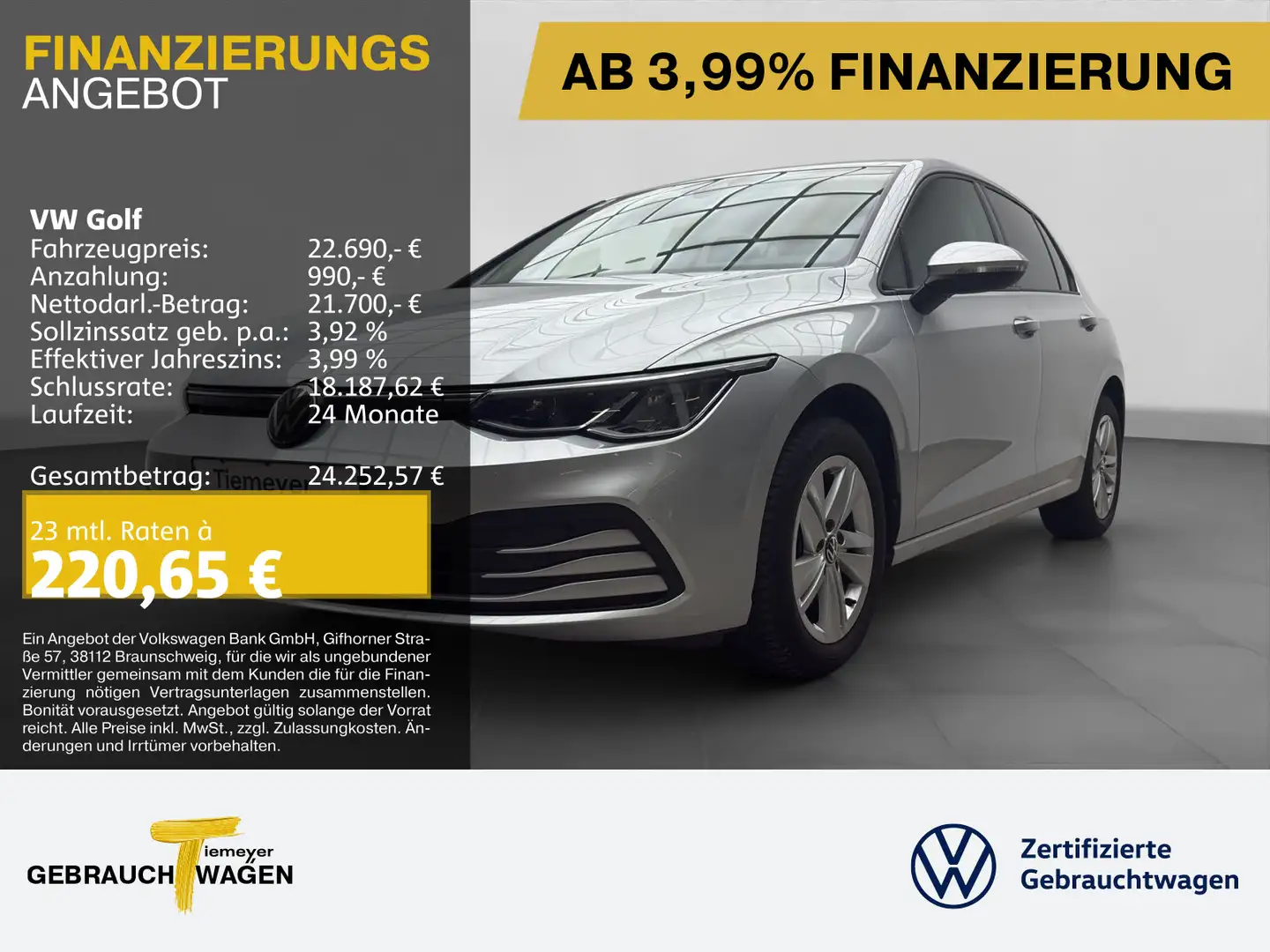 Volkswagen Golf 2.0 TDI DSG LIFE NAVI ASSIST KAMERA PRIVACY Silber - 1