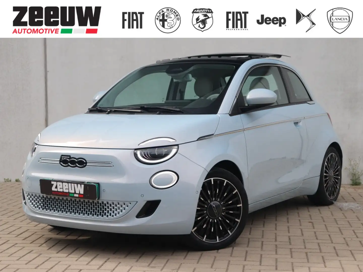 Fiat 500e La Prima 42 kWh | Schuifdak | Technology | Winter Blauw - 1