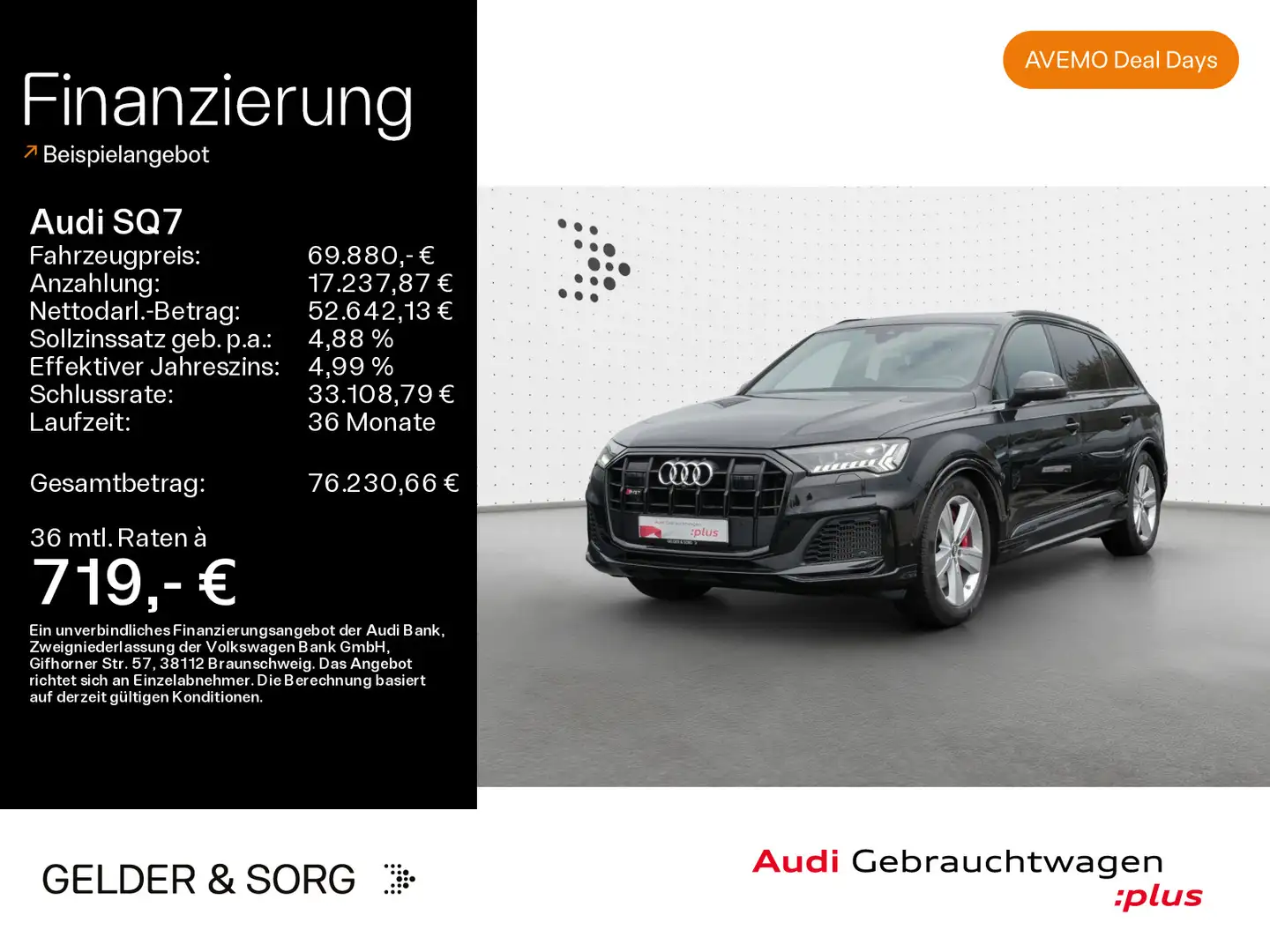 Audi SQ7 Pano*7Sitze*AHK*Stand*HuD*S-Sitze*Air*360° Noir - 1