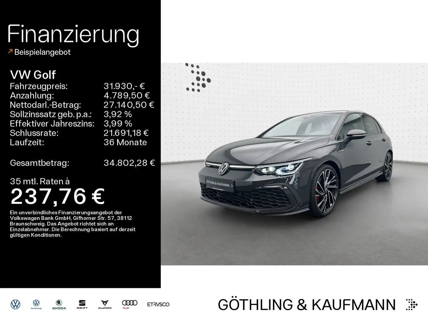 Volkswagen Golf GTD 2.0TDI DSG*IQ-Light*BlackStyle*19Zoll*A Gris - 1