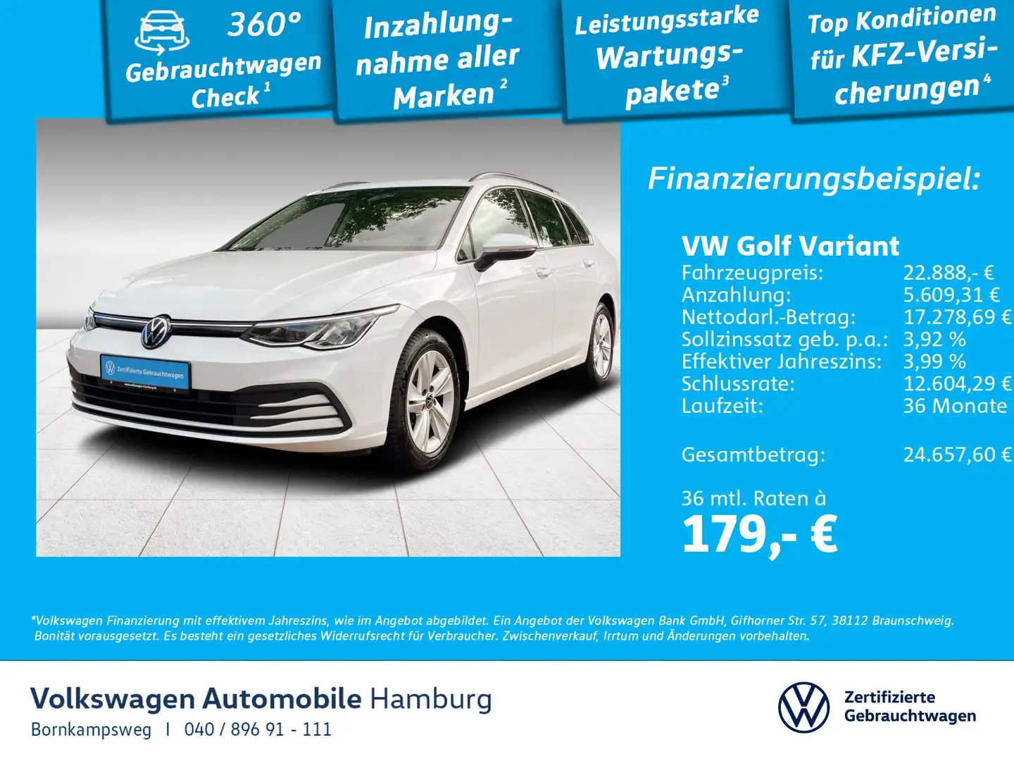 Volkswagen Golf Variant VIII 1.5 eTSI Life DSG LED Navi ACC Blanc - 1