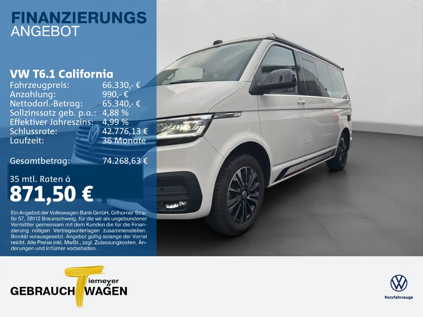 Volkswagen T6.1 California OCEAN EDITION VIRTUAL AHK ACC Weiß - 1
