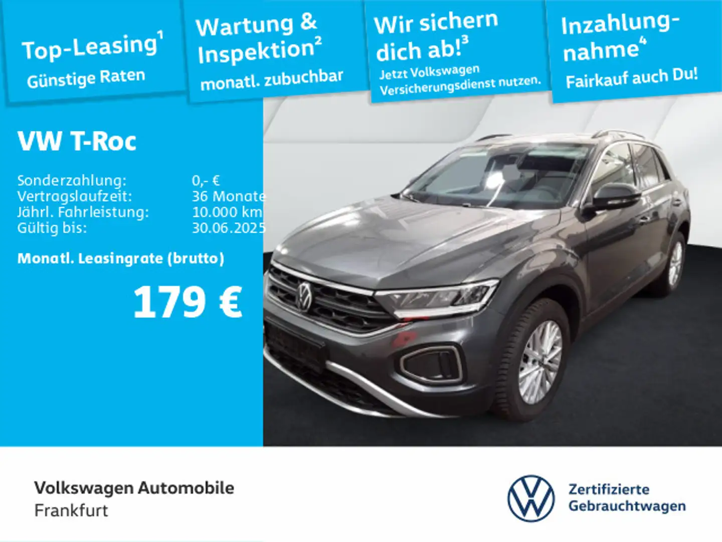 Volkswagen T-Roc 1.0 TSI Life Navi LED DAB+ FrontAssist Grau - 1