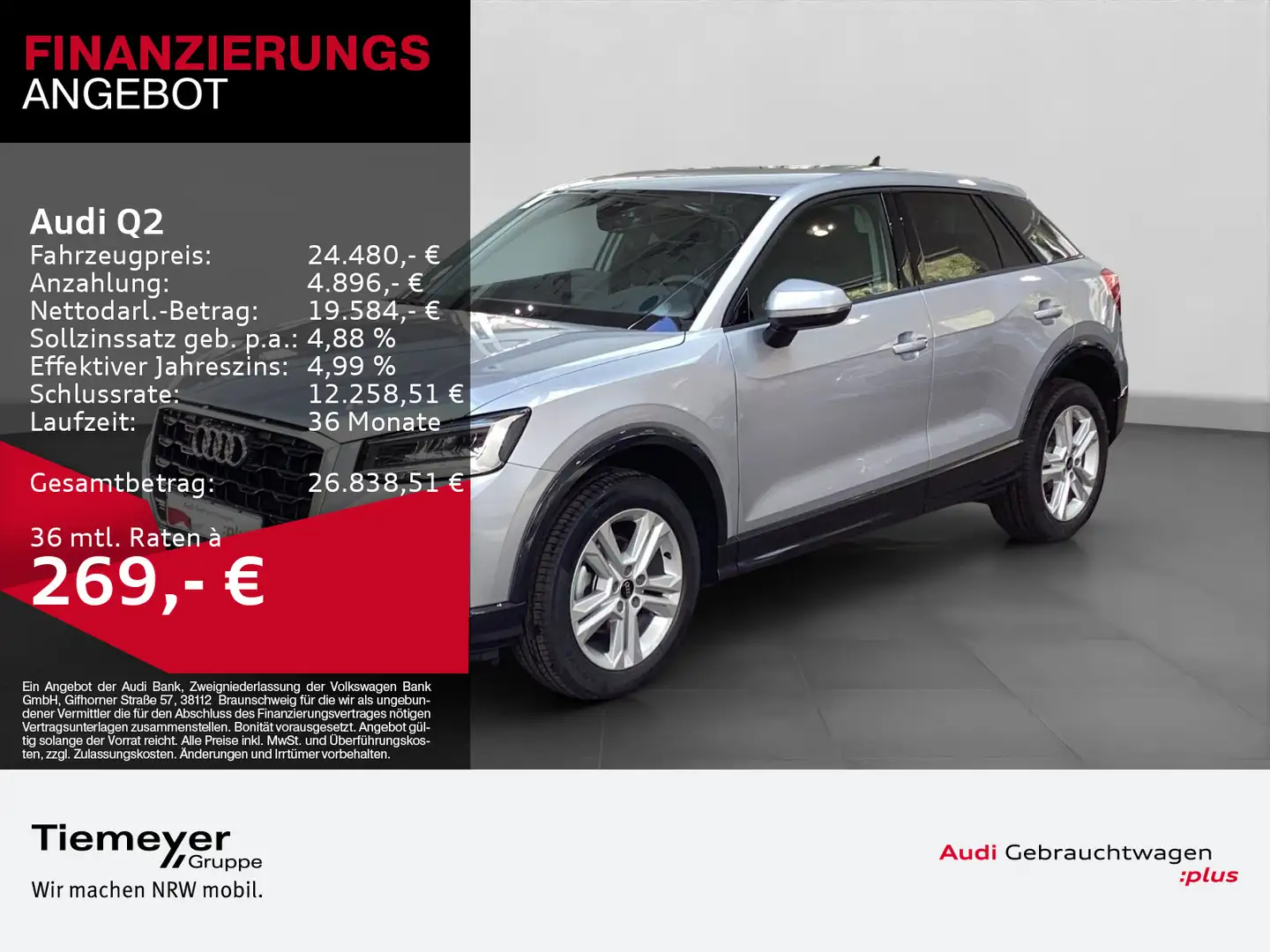 Audi Q2 30 TFSI ADVANCED NAVI AHK SPORTSITZE SOUND Silber - 1