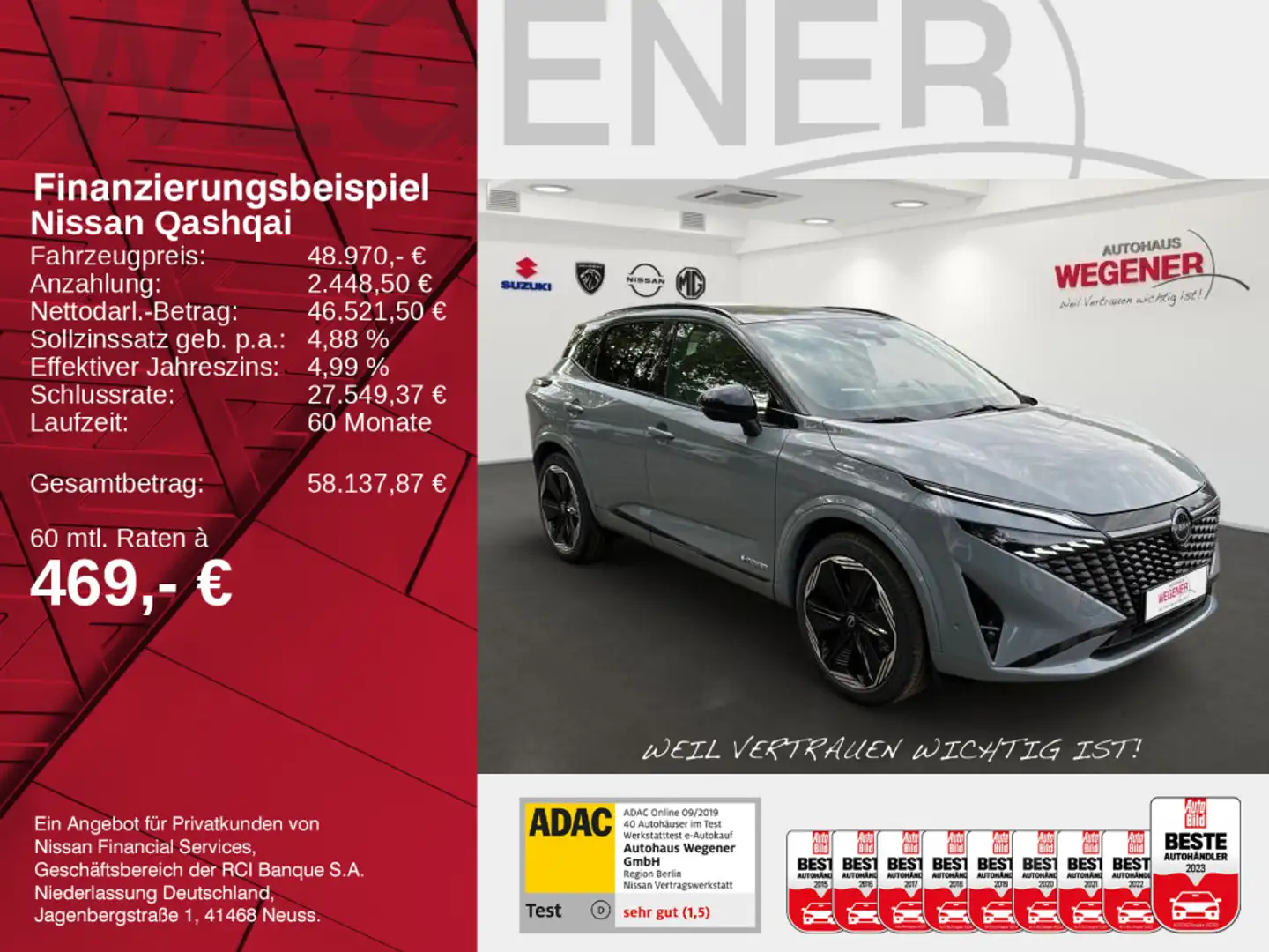 Nissan Qashqai QASHQAI N-DESIGN 1.5 VC-T e-POWER NAVI 360° WINT Gris - 2