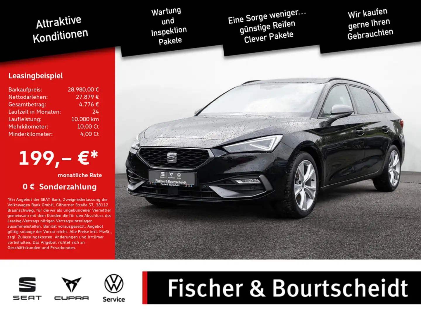 SEAT Leon Sportstourer TSI 1.5 eTSI FR NAV KAM LED Schwarz - 1