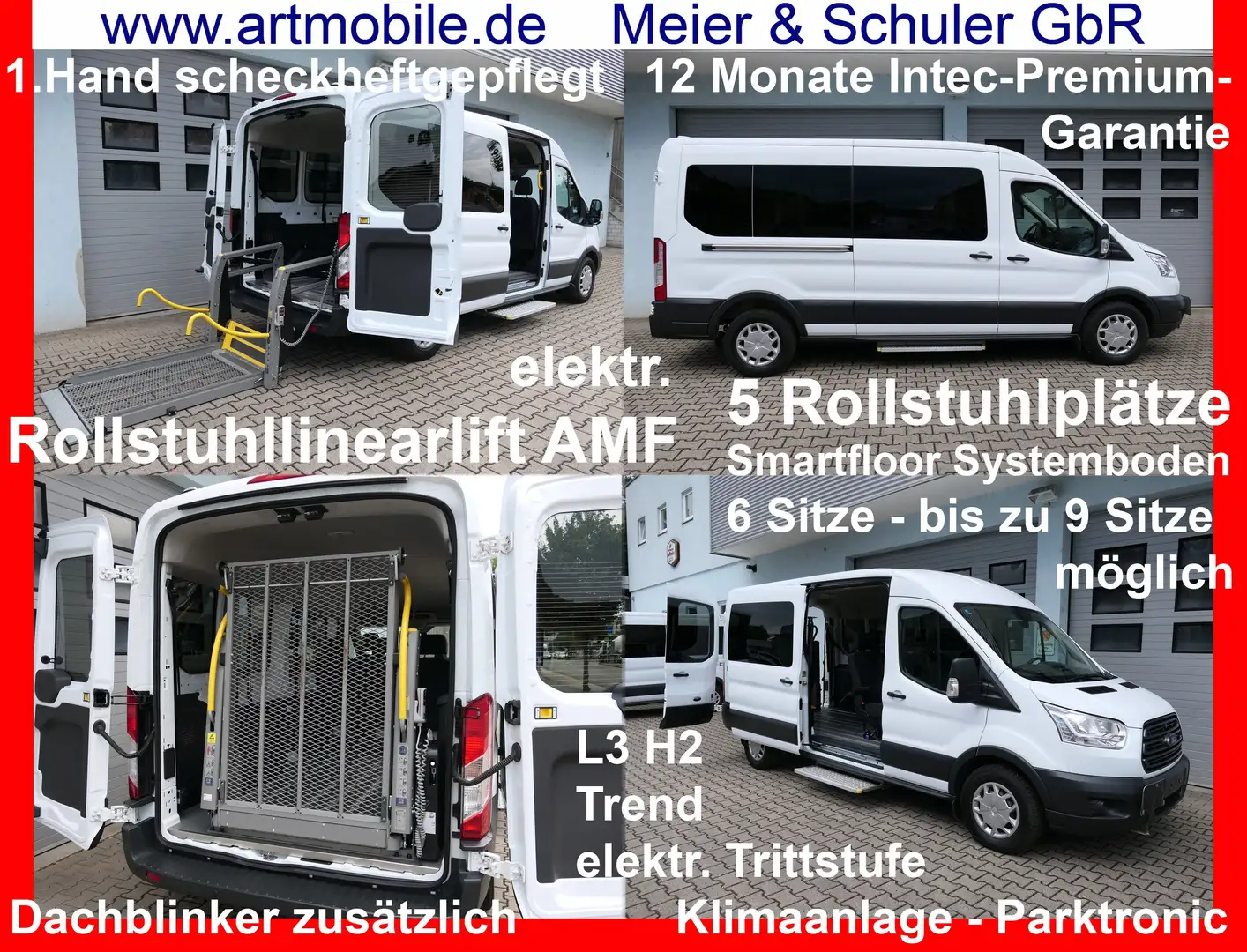 Ford Transit 350 L3/ 5 Rollstuhlplätze/ Smartfloor/ Garantie Wit - 1