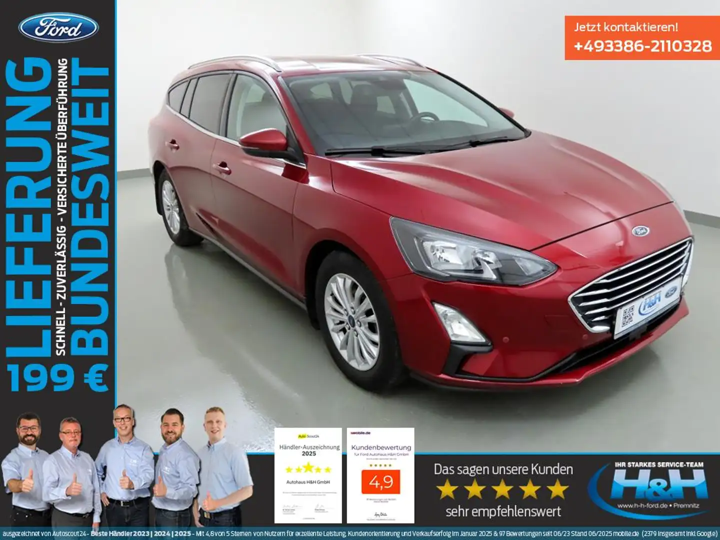 Ford Focus Turnier 1.0 EcoB Aut Titanium SHZ+Kamera Rood - 1