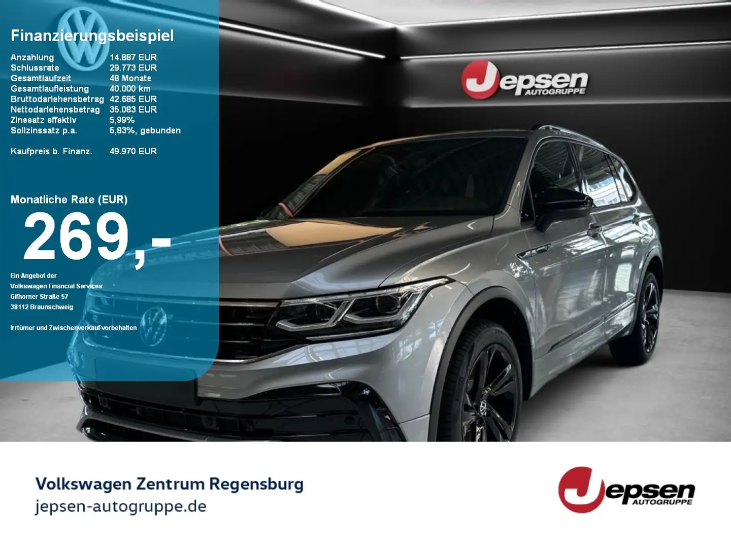 Volkswagen Tiguan Allspace R-Line 200 PS BlackStyle AHK Silber - 1