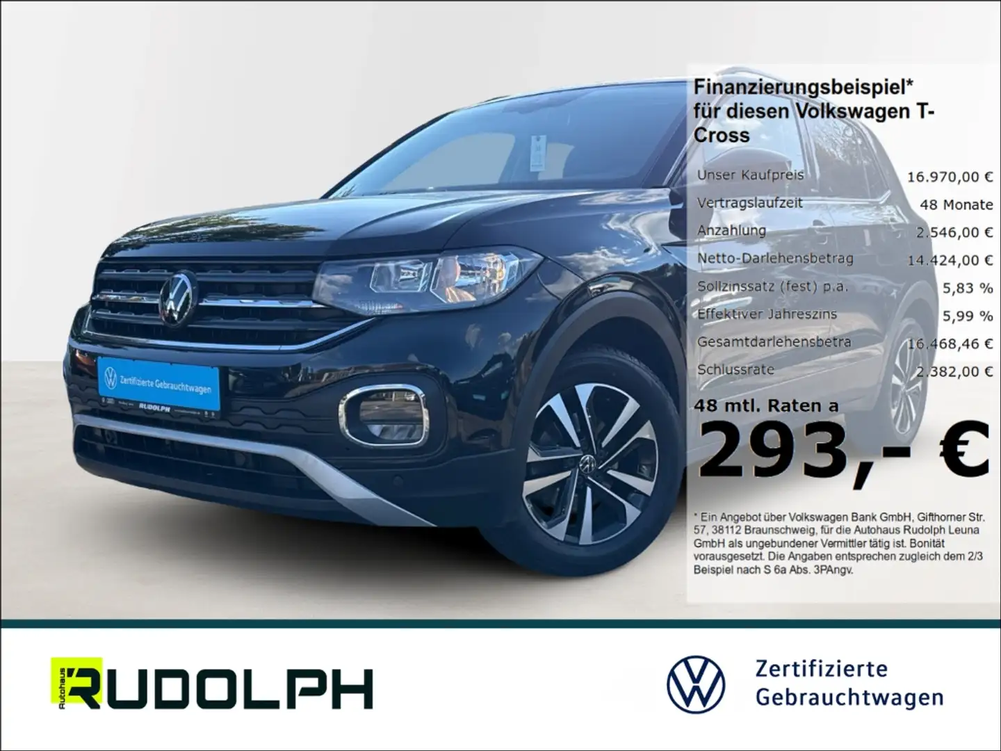 Volkswagen T-Cross United 1.0 TSI 5-Gang BT SHZ PDCv+h ACC Fernlichta Schwarz - 1