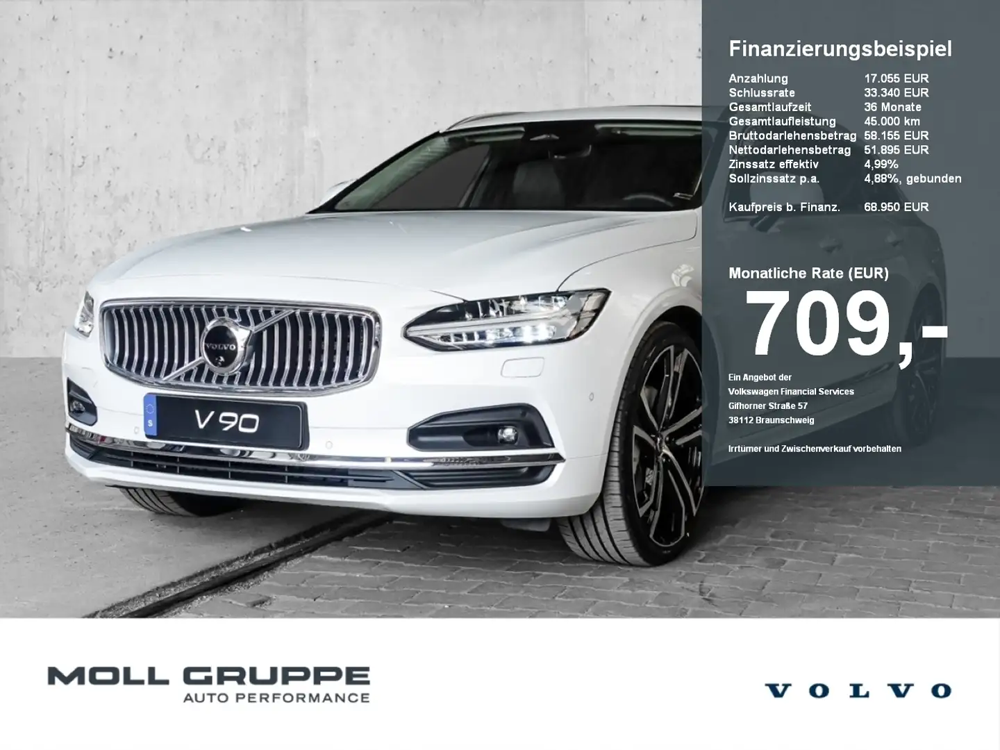 Volvo V90 Kombi B4 (Diesel) Mild-Hybrid Plus Bright Blanco - 1