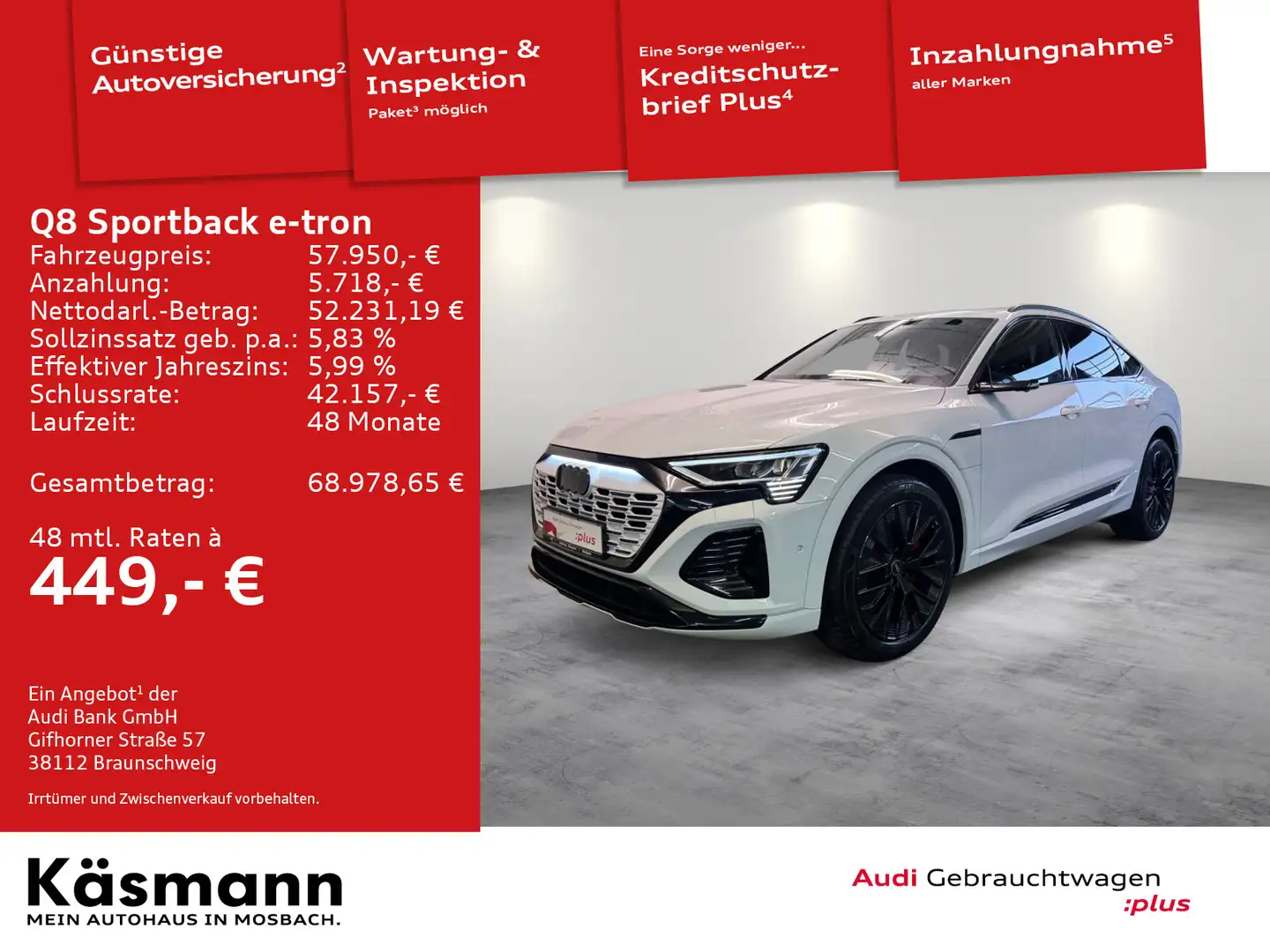 Audi Q8 e-tron 55 S line qu MATRIX HUD PAN Weiß - 1