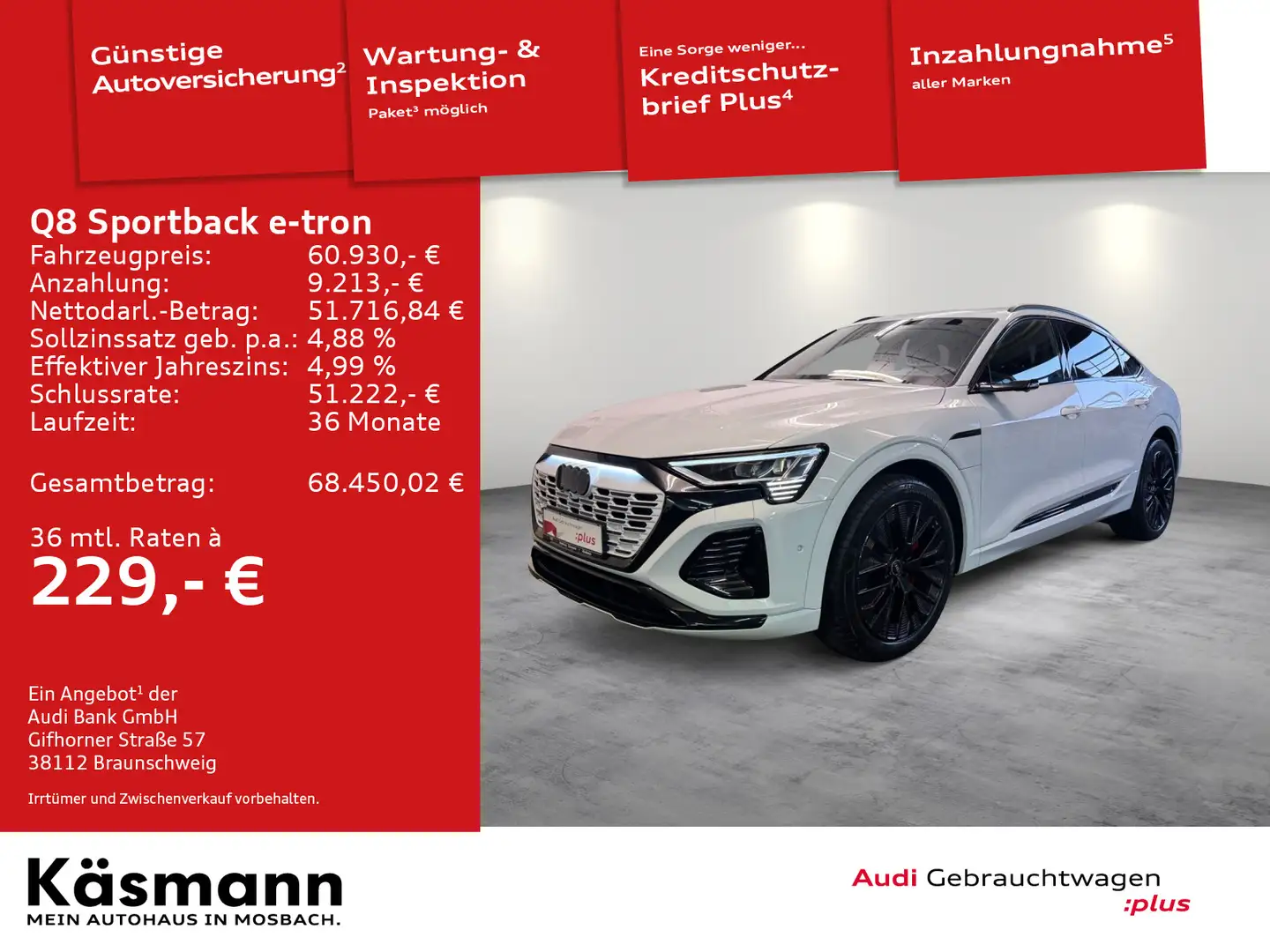 Audi Q8 e-tron 55 S line qu MATRIX HUD PAN Weiß - 1
