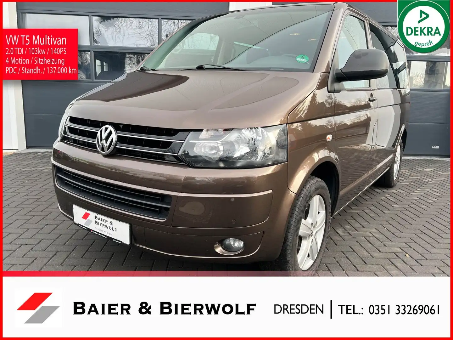 Volkswagen T5 Multivan 4Motion Tempomat PDC Sitzheizung Braun - 1