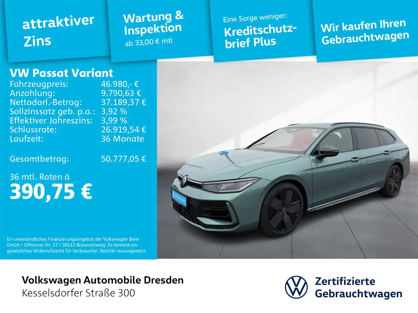 Volkswagen Passat Variant 2.0 TSI DSG R-Line Kamera AHZV HU Grün - 1
