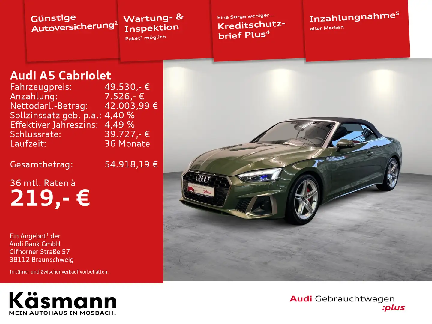 Audi A5 S line 40TDI 2xS line MATRIX AHK AC Grün - 1