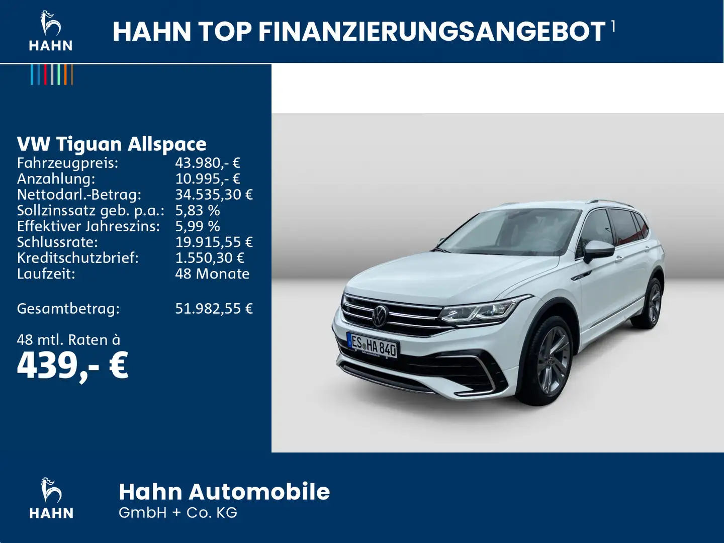 Volkswagen Tiguan Allspace R-Line 2,0 TDI 147KW/200 PS 4MOT Weiß - 2
