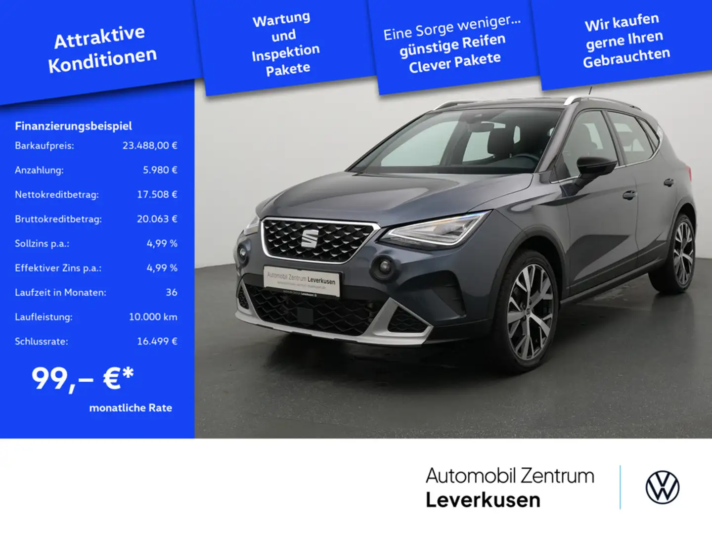 SEAT Arona Xperience DSG NAVI VIRT AHK ACC CARPLAY Grau - 1