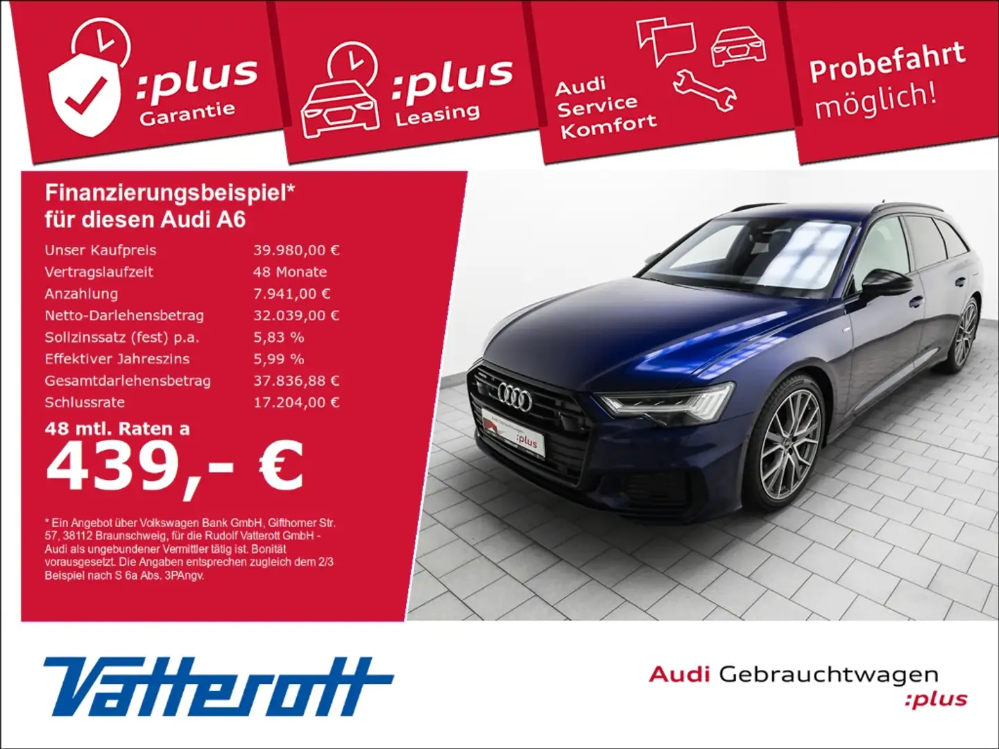 Audi A6 Avant 55 TFSIe quattro ACC Navi Leder CarPlay Blau - 1