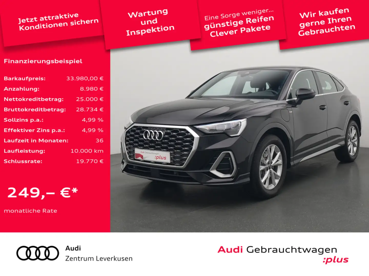 Audi Q3 Sportback e S line NAVI VIRT CARPLAY LED P Schwarz - 1