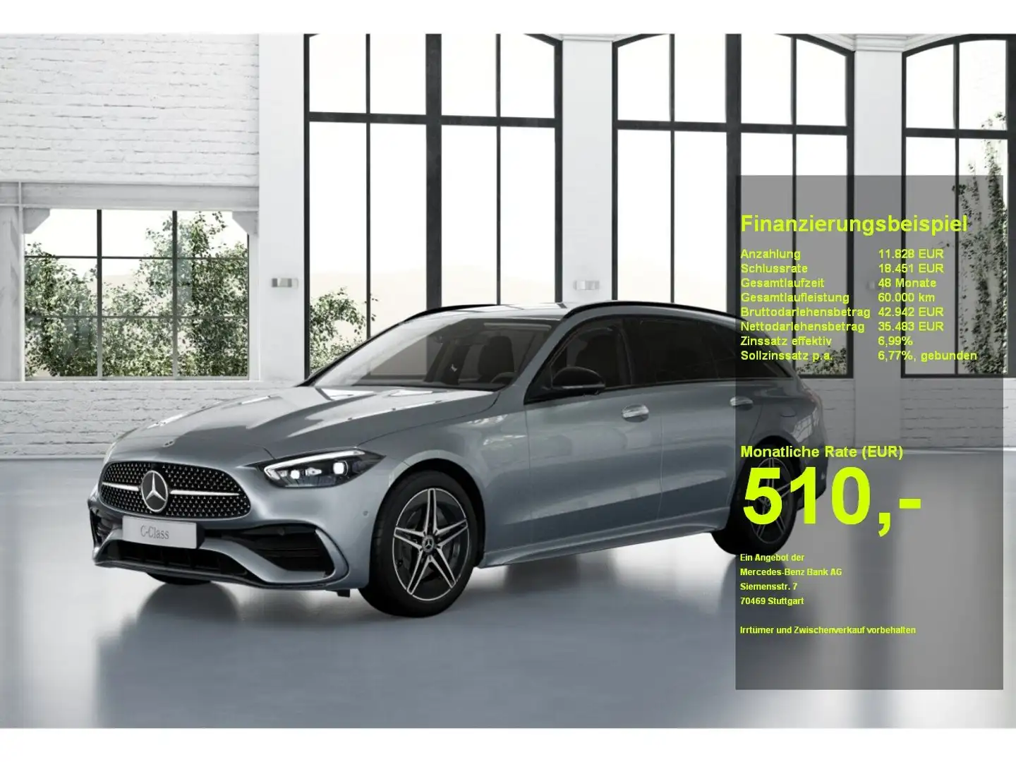 Mercedes-Benz C 300 de T AMG+Night+360°+Distronic+Burmester3D Silber - 1