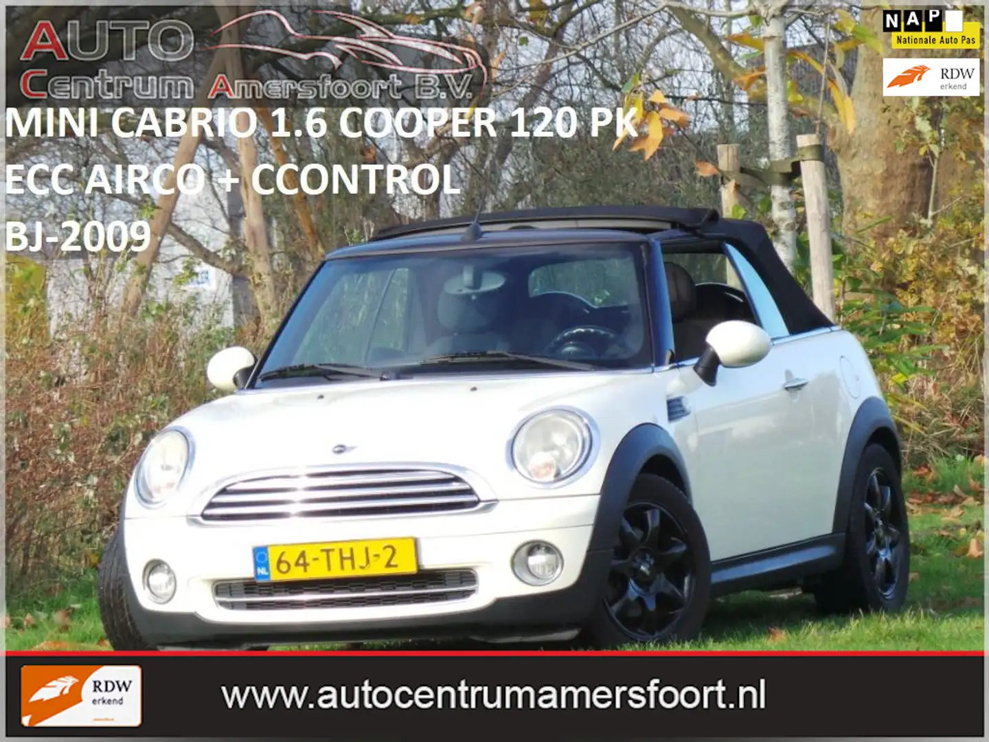 MINI Cooper Cabrio Mini 1.6 ( INRUIL MOGELIJK ) Wit - 1