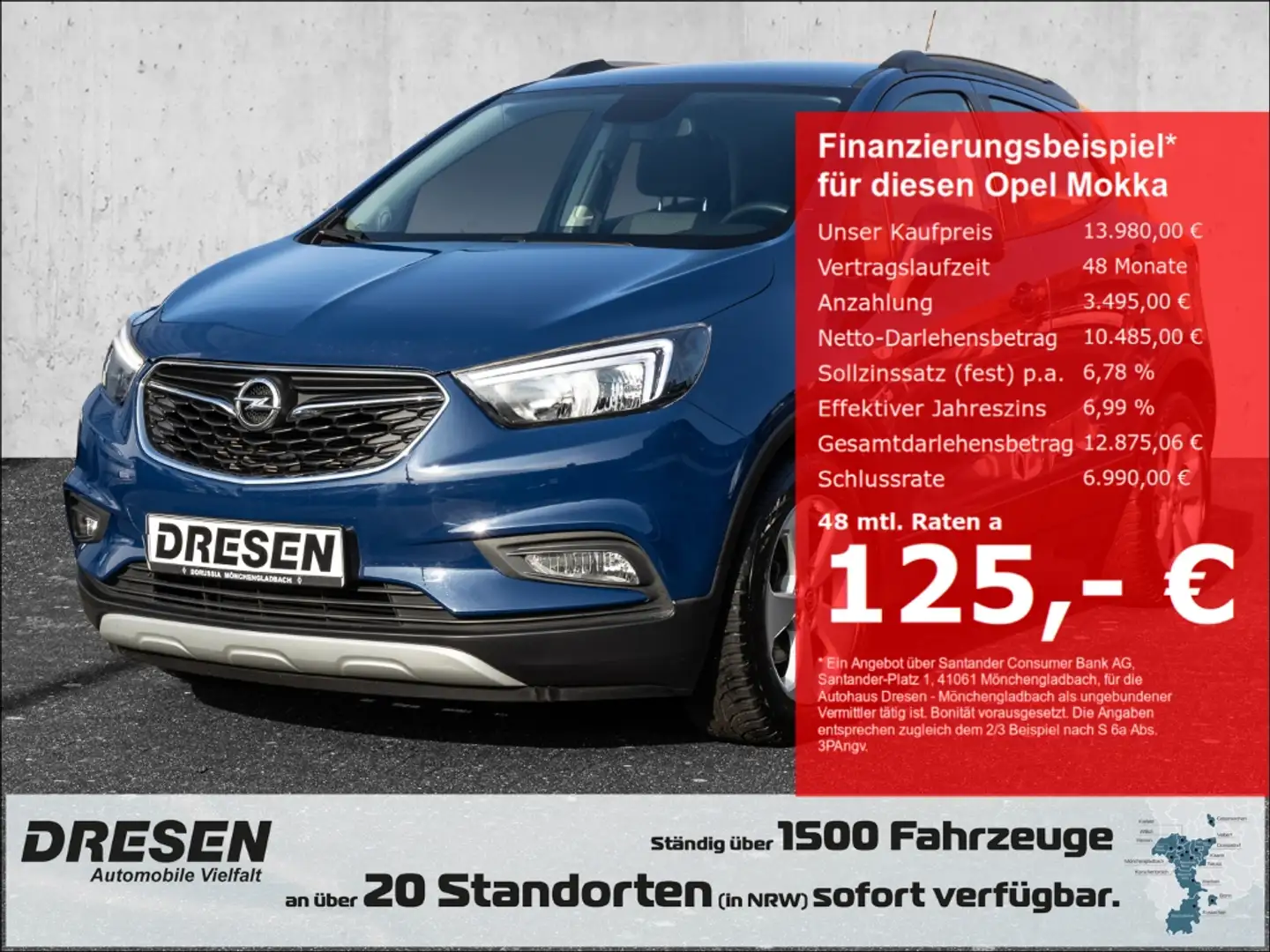 Opel Mokka Turbo Selection*AHK *Tempomat*Allwetter*Klima*Blue Modrá - 1