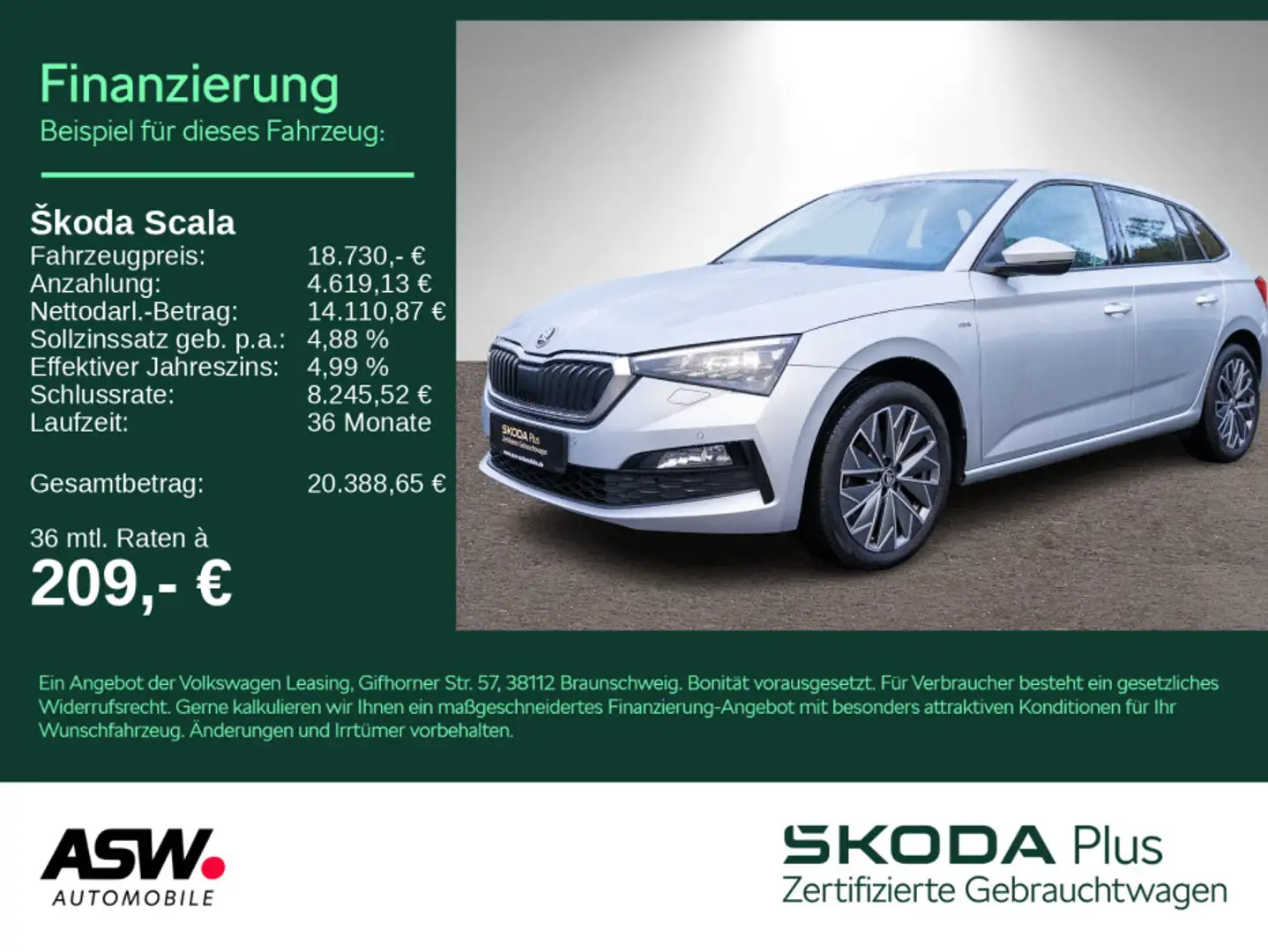 Skoda Scala Tour 1.0 TSI DSG LED Navi RFK ACC SHZ Silber - 1