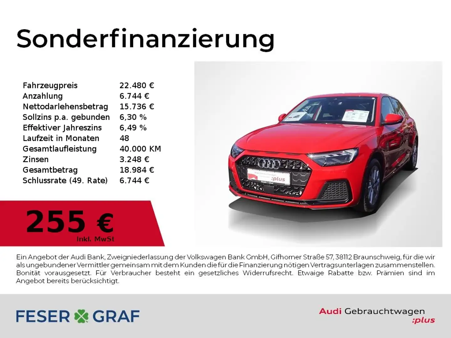 Audi A1 Sportback 25 TFSI Leder+Sportsitze/LED/16" Rood - 1