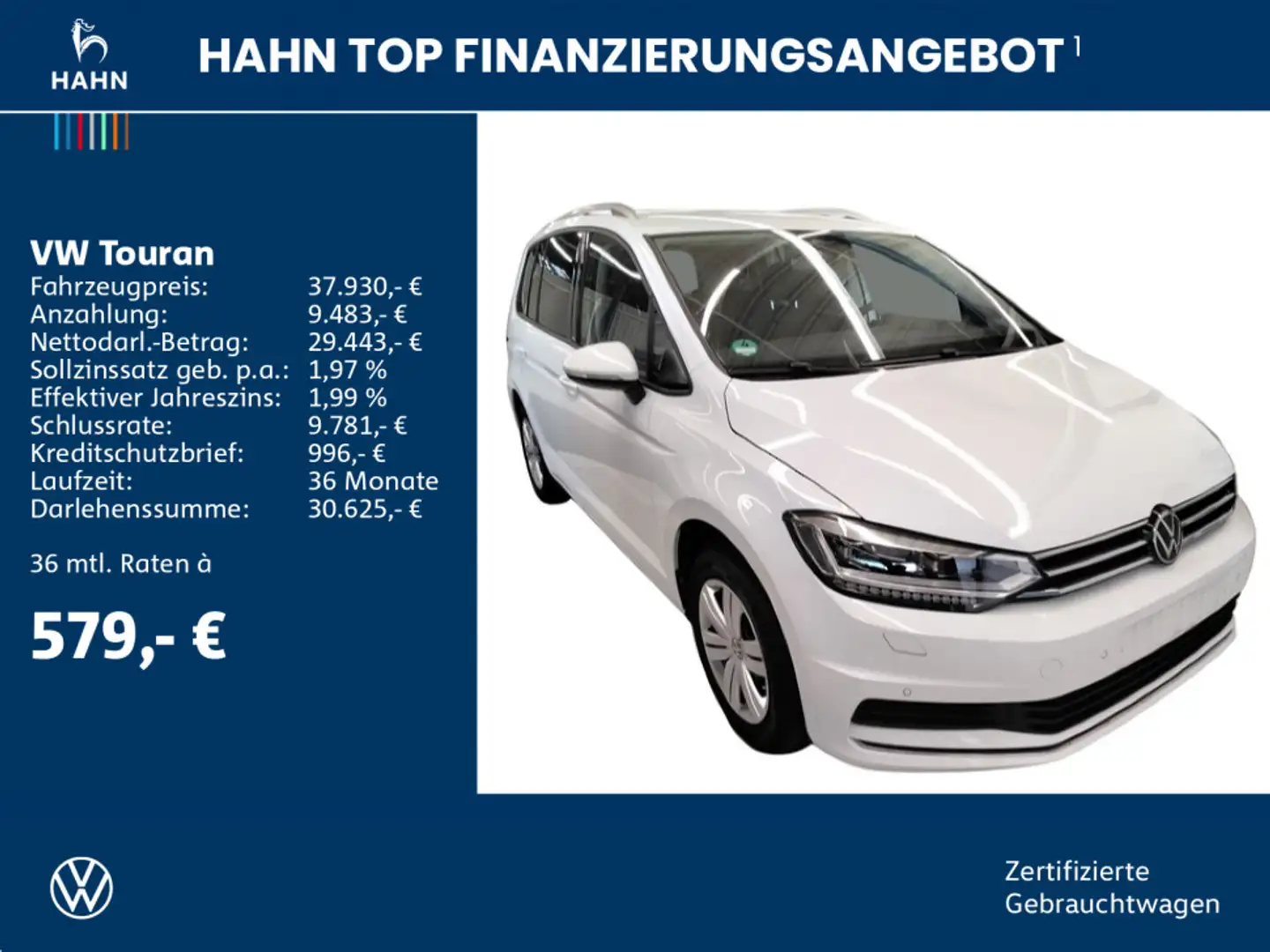 Volkswagen Touran 2.0TDI DSG Move 7-Sitze Navi LED AHK ACC Weiß - 2