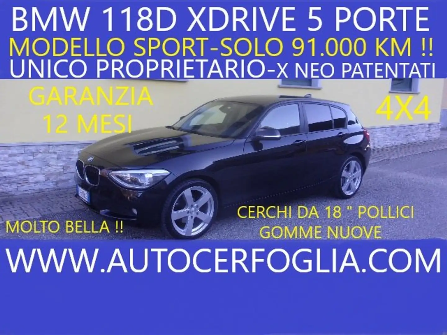 BMW 118 Serie 1- 118d 5p xdrive Sport-km 91.000 !!!! Noir - 1