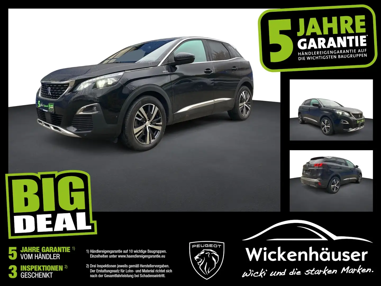 Peugeot 3008 1.2 PureTech 130 Allure ACC+LED+Navi+SHZ+LM Zwart - 1