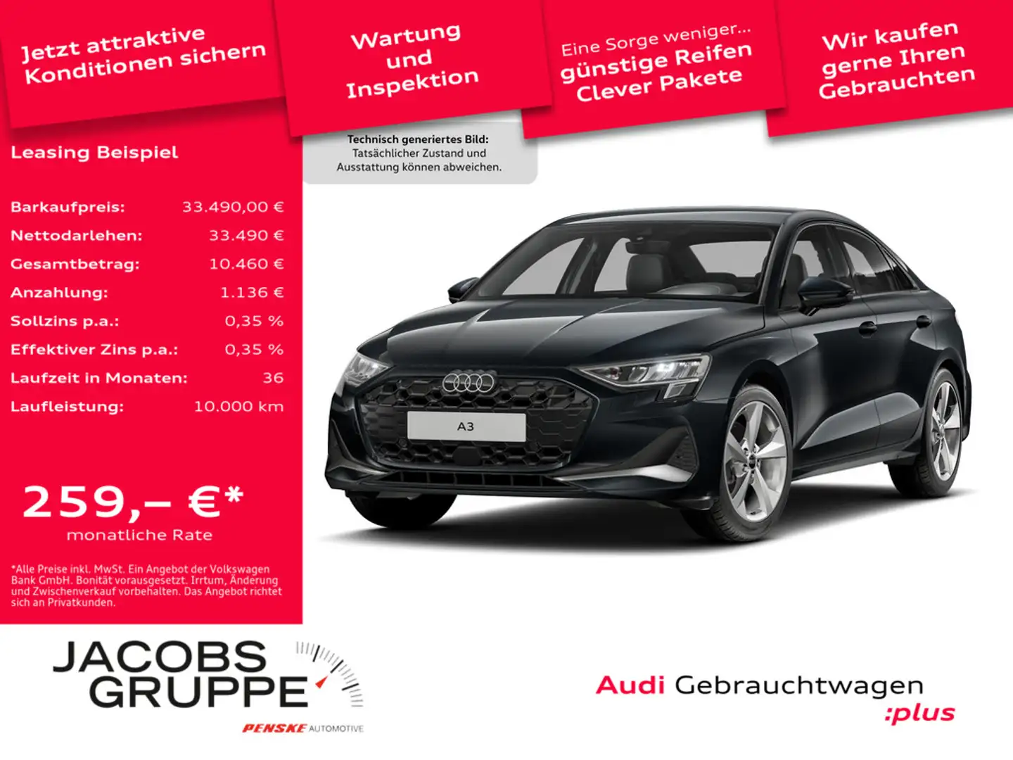 Audi A3 Limousine 35 TFSI advanced ACC*AHK*RFK*SHZ Grau - 1