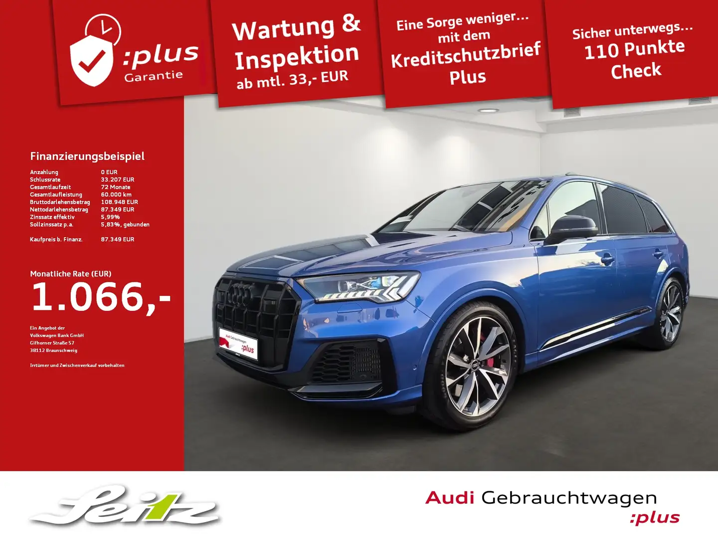 Audi SQ7 4.0 TFSI quattro competition plus *B&O*MATRIX*KAME Albastru - 1