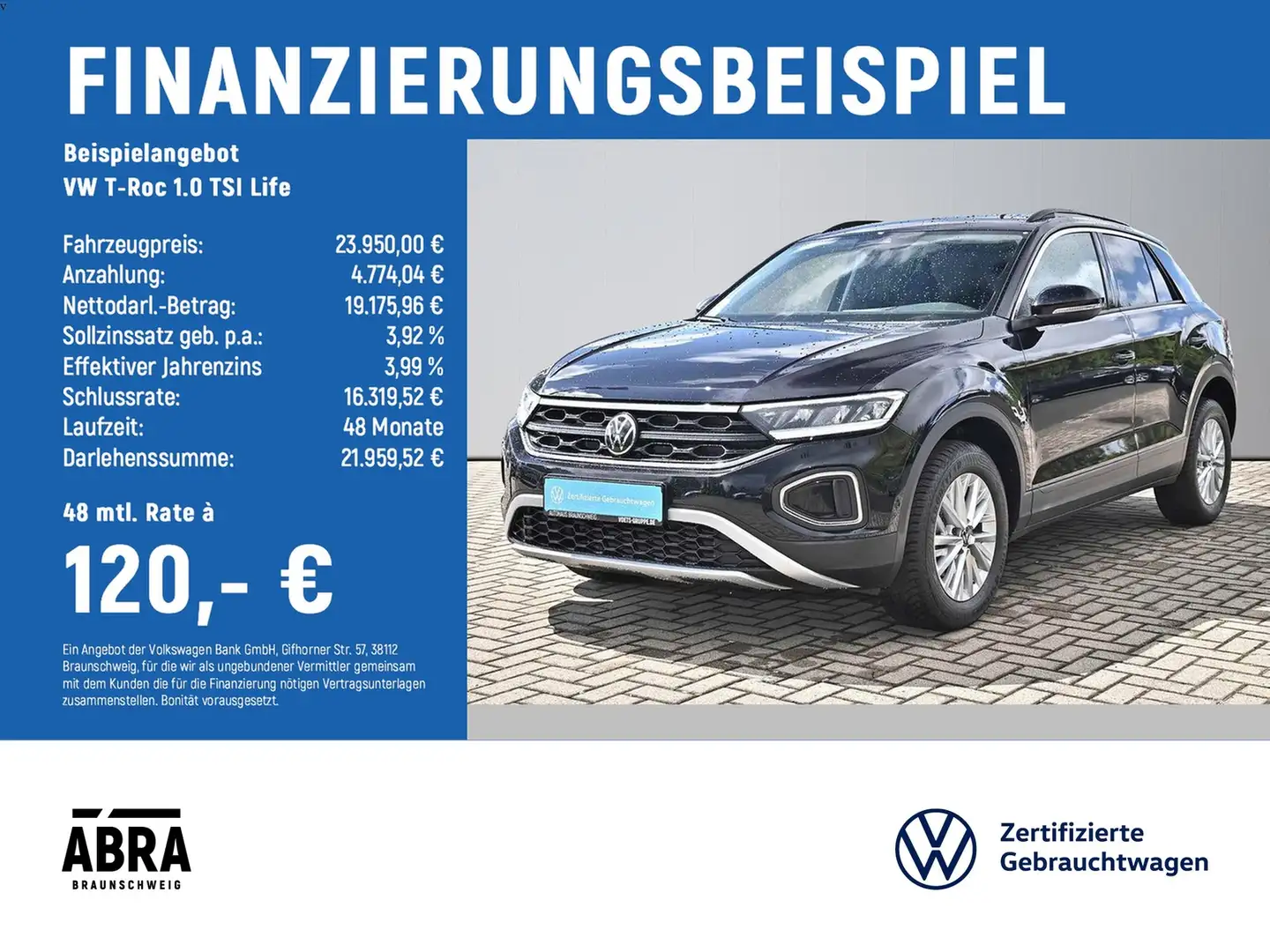 Volkswagen T-Roc 1.0 TSI Life LED+NAVI+PDC+LANE+DAB+ Noir - 2