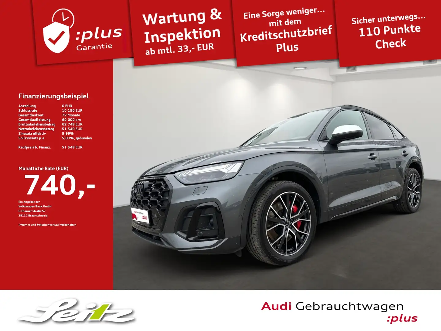 Audi SQ5 Sportback 3.0 TDI quattro *HEAD-UP*B&O*MATRIX*KAME Grau - 1