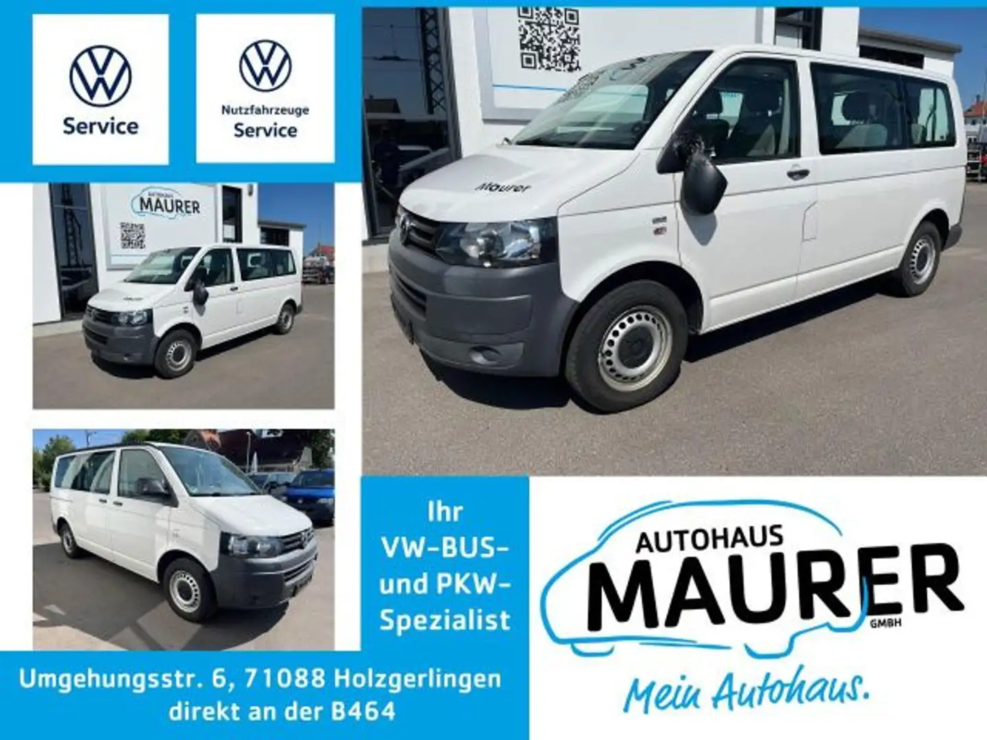Volkswagen T5 Kombi Transporter Kombi 2,0 TDI 9-Sitzer AHK Doppelklima Weiß - 1