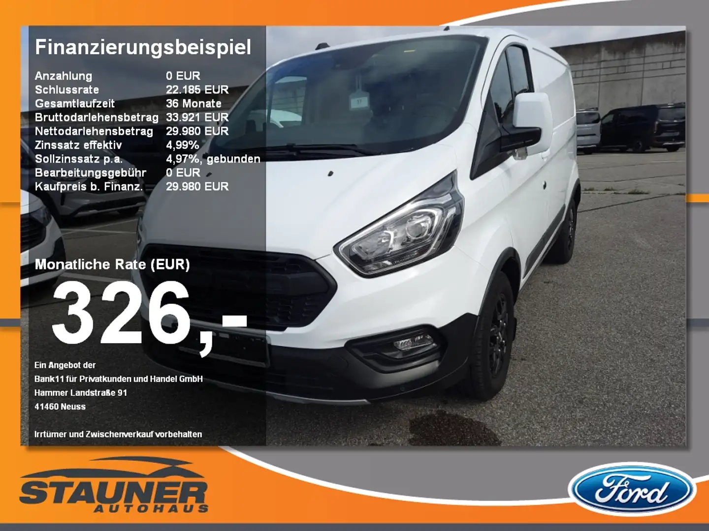 Ford Transit Custom 2.0 TDCi 300 L1 Trail RFK AHK PDC Alb - 1