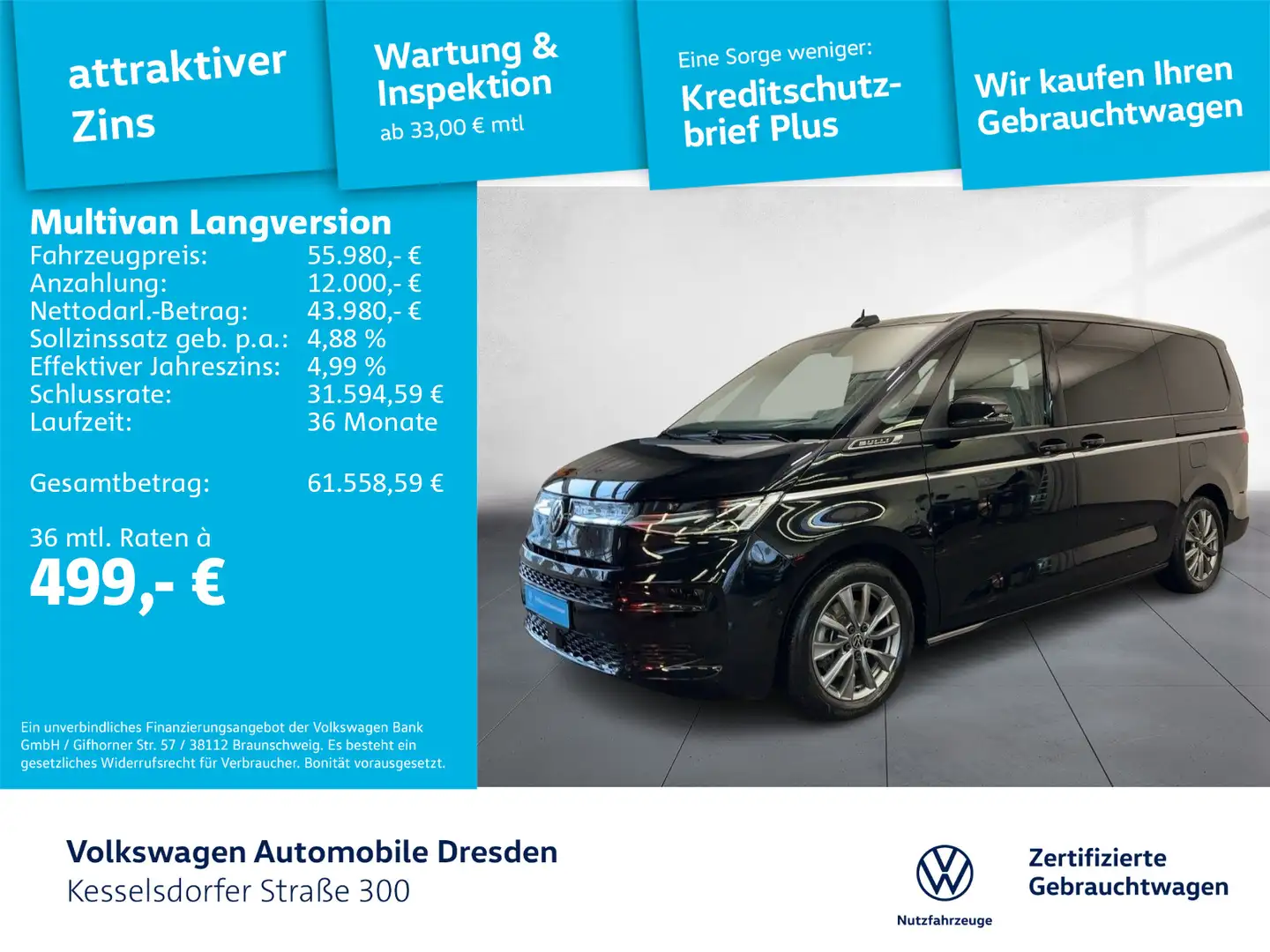 Volkswagen T7 Multivan T7 Multivan 2.0 TSI DSG LR Style ACC Kamera Schwarz - 1