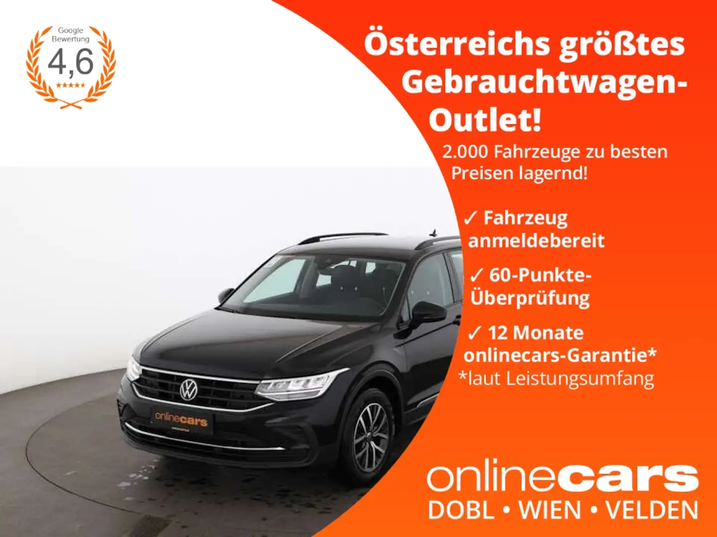 Volkswagen Tiguan 2.0 TDI Life Aut LED AHK RADAR ASSIST TEMP Schwarz - 1