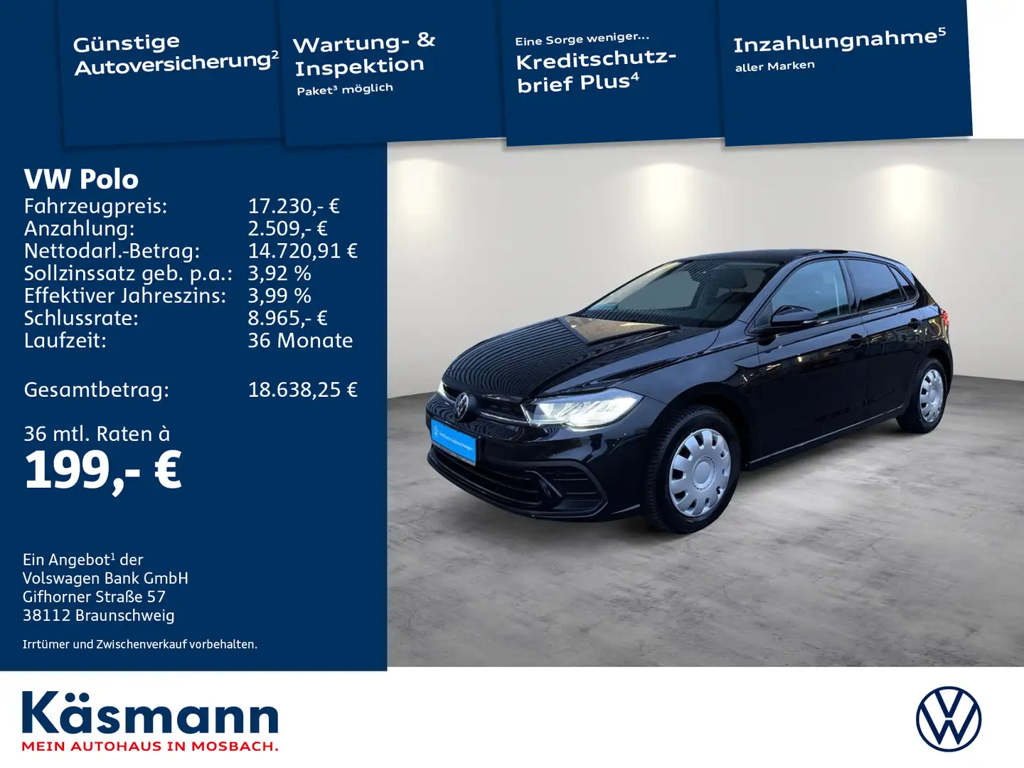Volkswagen Polo Life 1.0TSI DSG LED NAV PDC SHZ Schwarz - 1