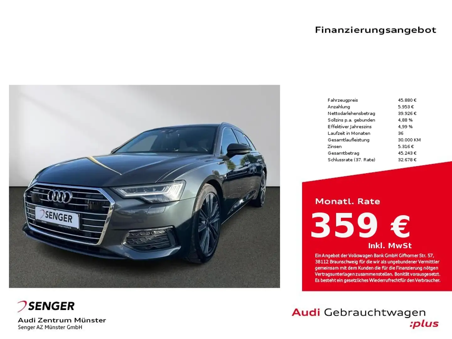 Audi A6 Avant design 45 TFSI quattro MMI Pano B&O Grau - 1